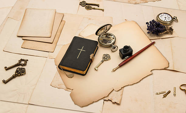 istock black bible book and vintage accessories 462895985
