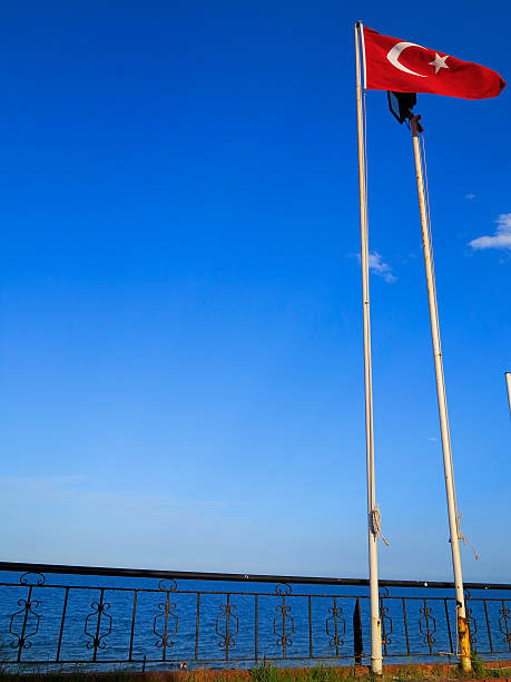 istock Turkish flag flying on the beach background 462903577