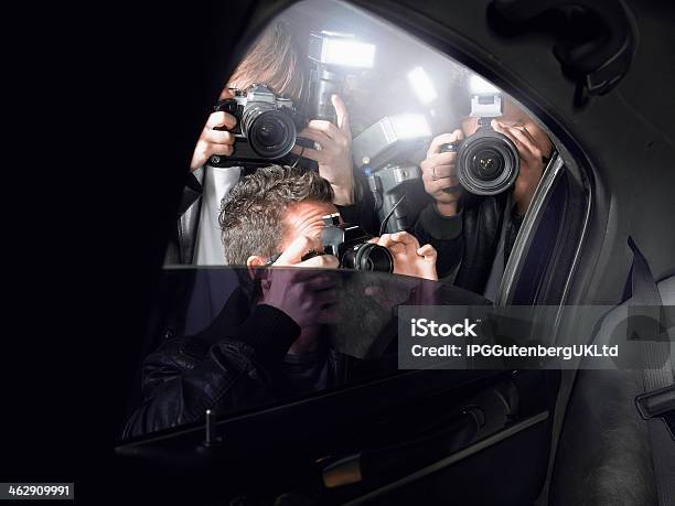 Paparazzi Shooting Through Car Window Stock Photo - Download Image Now - Paparazzi Photographer, Fame, Car