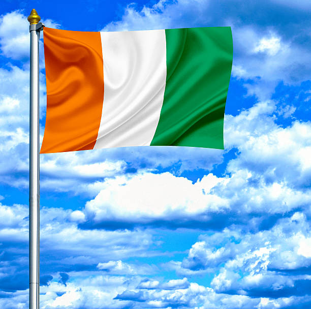 istock Ivory Coast waving flag against blue sky 462910803