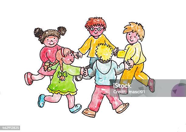 Children Play In A Circle Stock Illustration - Download Image Now - Baby - Human Age, Friendship, Playful