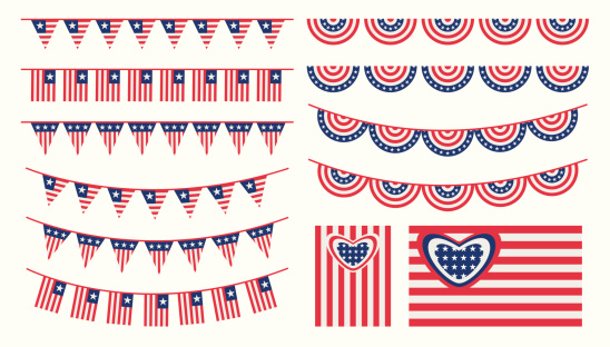 United States of America bunting and flags set