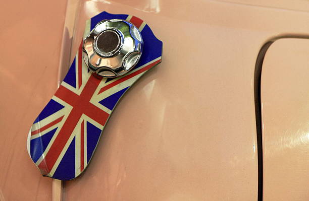 istock Union jack in vintage car 462918633