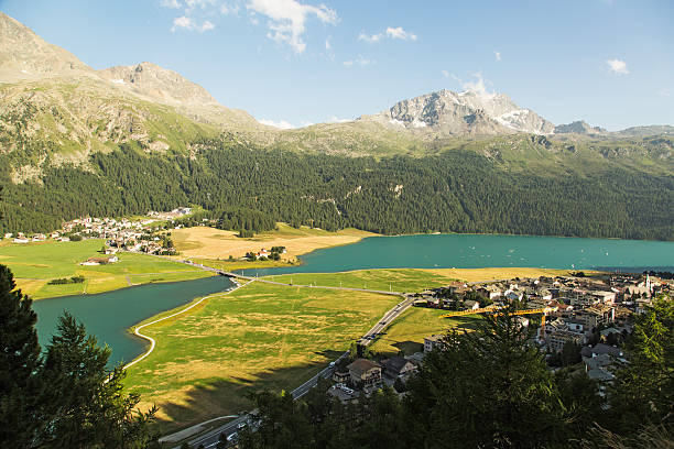 de silvaplana e surlaj-engadine-suíça - corvatsch imagens e fotografias de stock