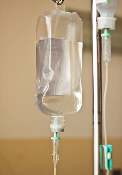 istock IV bag hanging on a metal pole 462939449