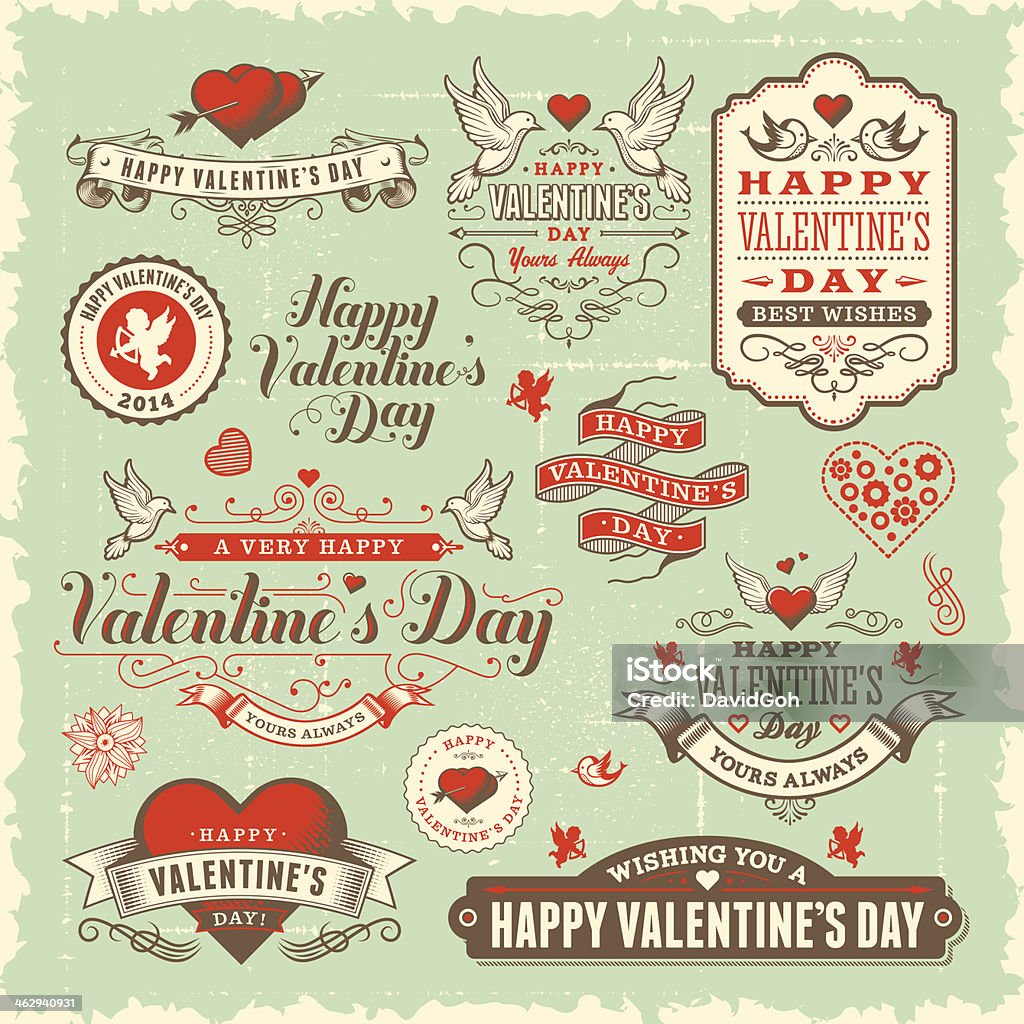 Walentynki etykiety zestaw - Grafika wektorowa royalty-free (Amor)