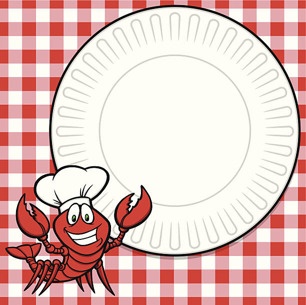 Crawfish Supper Invitation Crawfish Supper Invitation paper plate stock illustrations