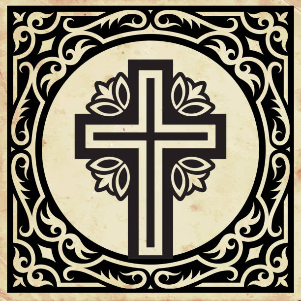 illustrazioni stock, clip art, cartoni animati e icone di tendenza di christian cross royalty-free sfondo vettoriale su - christianity cross shape dirty grunge