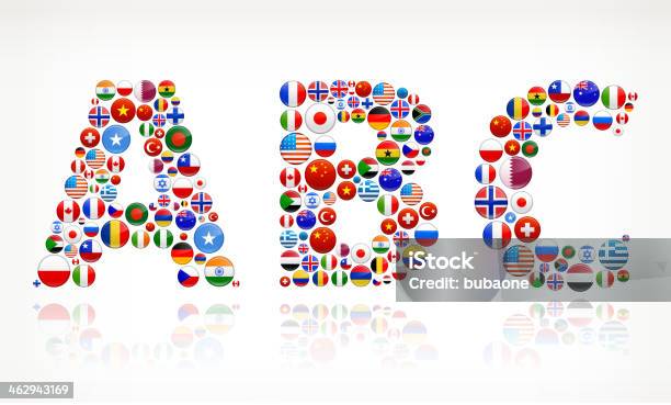 Abc Mondo Bandierine Grafica Royaltyfree - Immagini vettoriali stock e altre immagini di Affari internazionali - Affari internazionali, Alfabeto, Bandiera