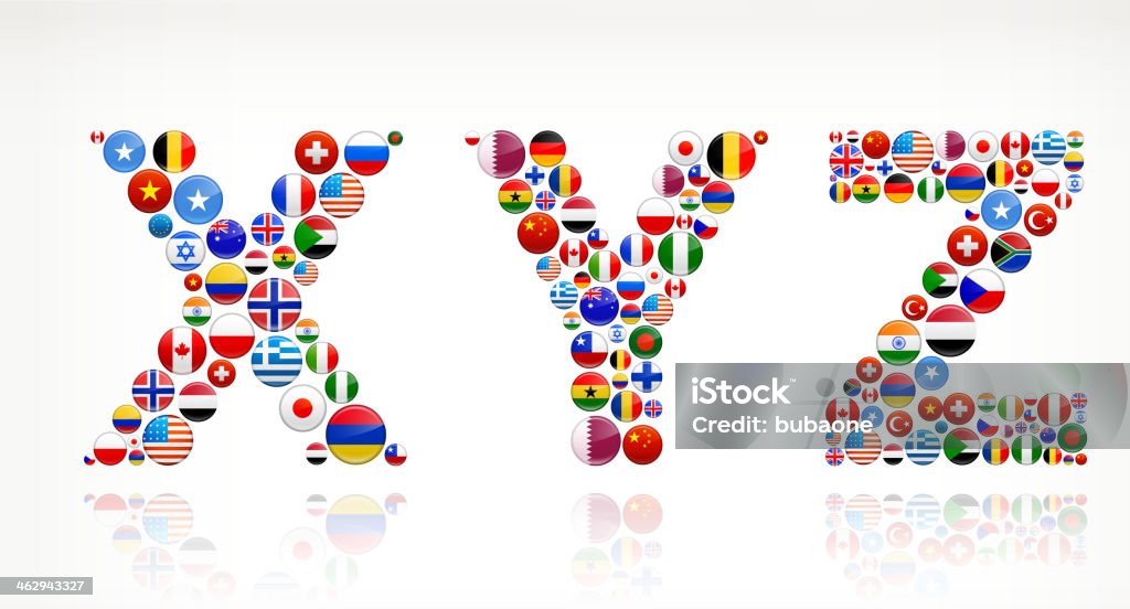 XYZ World Flags royalty free graphic XYZ with World Flag Buttons Alphabet stock vector