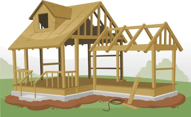 Vector illustration of Home Construction Framing Structure