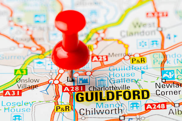 istock United Kingdom capital cities on map series: Guildford 462945559