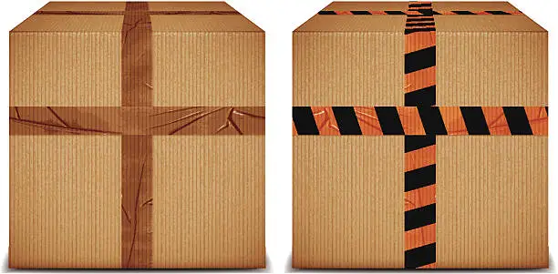 Vector illustration of cardboard boxes with duct tape