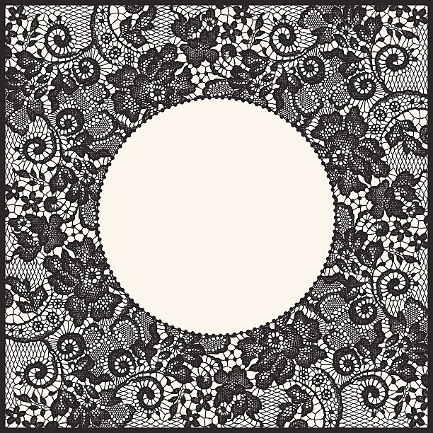 кружева кадр - doily lace circle floral pattern stock illustrations