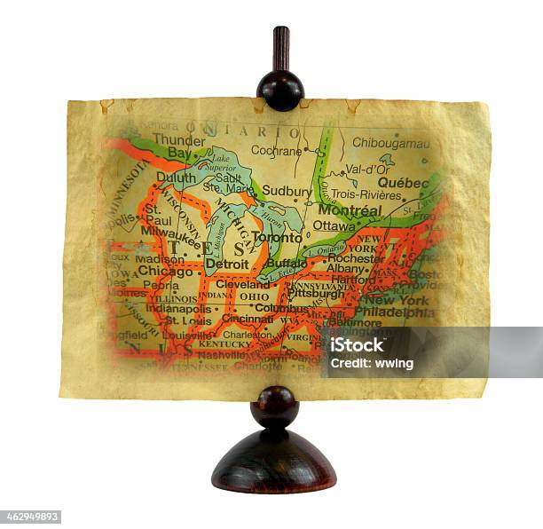 Old Eastern Usa And Canada Map Stock Photo - Download Image Now - Clipping Path, Copy Space, Eastern USA