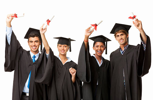 istock Happy Graduates Holding Diplomas - Isolated 462951257