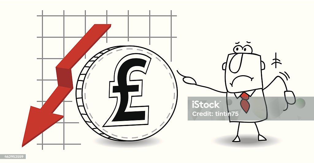 pound sterling is growing down fluctuation of the pound sterling in the down Consumerism stock vector