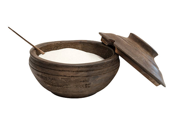 Wooden sugar-bowl isolated on white background