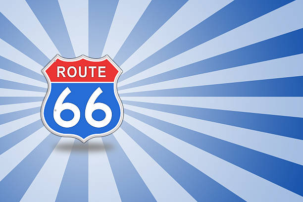 маршрут 66 глянцевой дорожный знак. - route 66 sign road thoroughfare stock illustrations