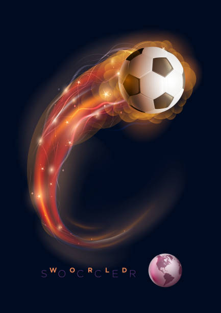 Soccer ball comet Soccer ball in flames and lights against black background. Vector illustration. football2014 stock illustrations