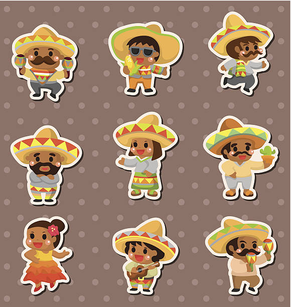 Mexican stickers Mexican stickers - vector illustration hot mexican girls stock illustrations