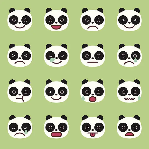 Vector illustration of Panda Emoticons