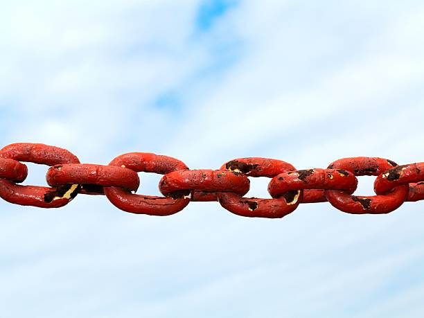 istock steel metal chain links segment sky background 462957775