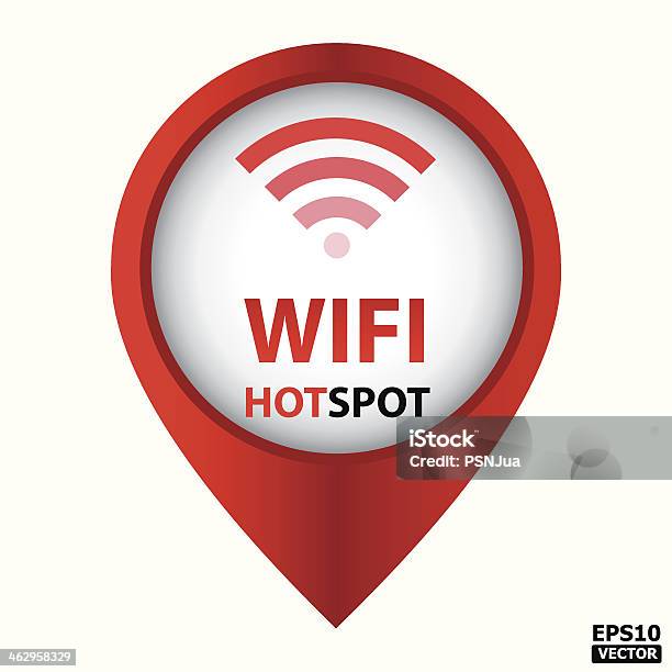 Red Sign For Wifi Hotspot On White Background Stock Illustration - Download Image Now - Wireless Technology, Accessibility, Communication