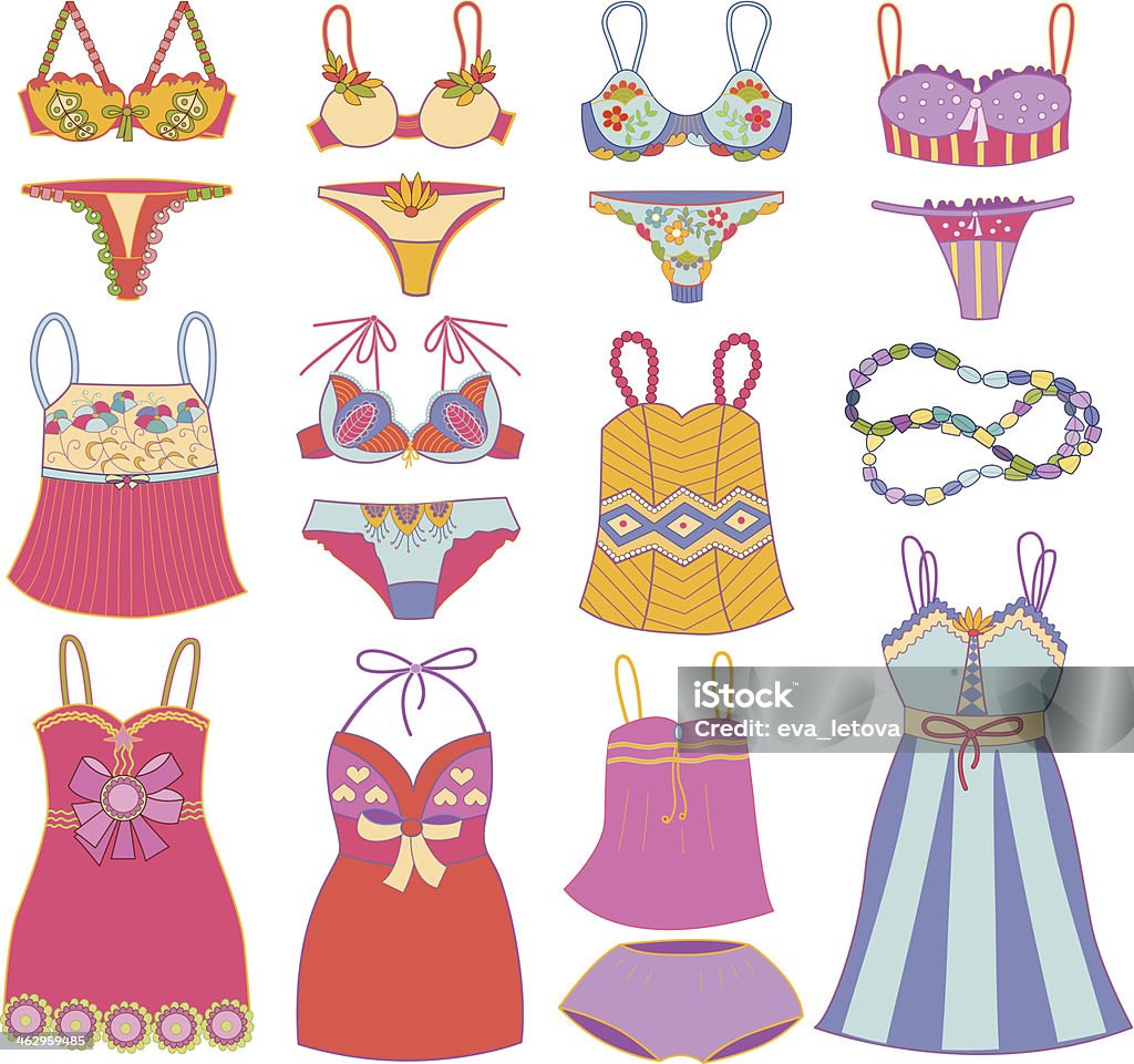 collection of fashionable women's underwear (vector illustration) Adult stock vector