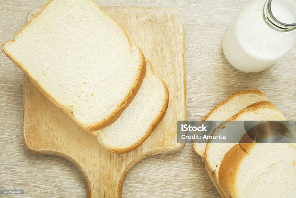 Sliced bread with milk bottle Baked Pastry Item Stock Photo