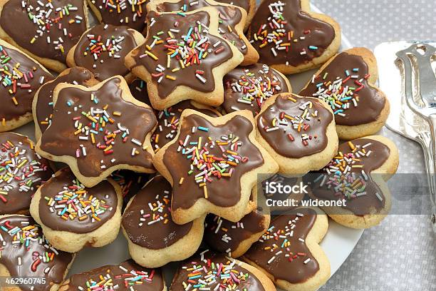 Shortbread Cookies With Chocolate Icing Stock Photo - Download Image Now - Baked Pastry Item, Baking, Border - Frame