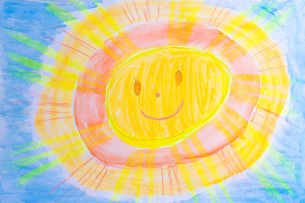 солнце watercolor - paintbrush wallpaper brush paper creativity stock illustrations