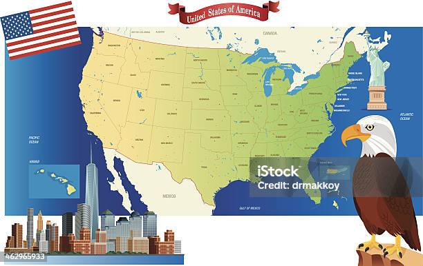 Mappa Di Stati Uniti Damerica - Immagini vettoriali stock e altre immagini di Idaho - Idaho, Vettoriale, Alabama