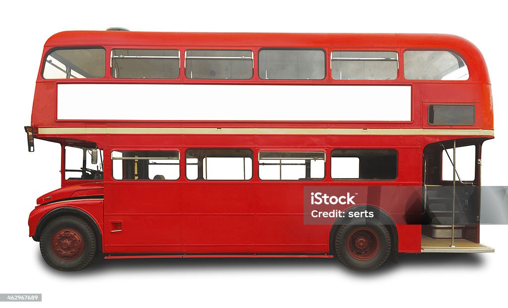 Autobuses rojos de Londres aislado con trazado de recorte XXXL - Foto de stock de Autobús de dos pisos libre de derechos