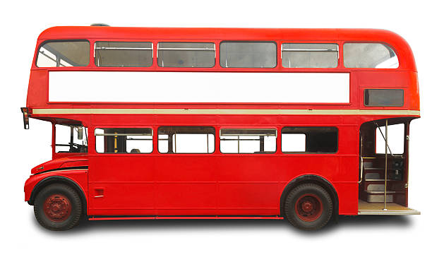 red bus di londra diretto isolato con clipping path xxxl - transportation bus mode of transport public transportation foto e immagini stock