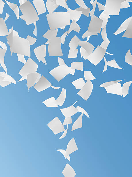 istock Pieces of white paper falling from the sky 462969201