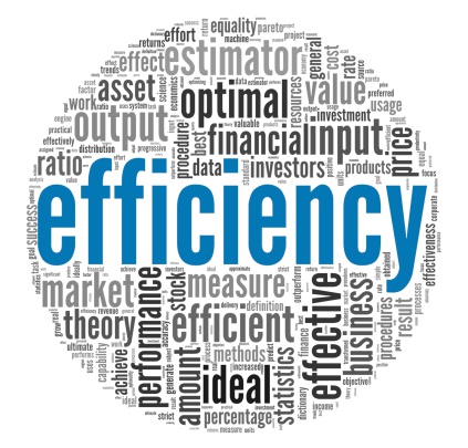 Efficiency concept in word tag cloud on white background