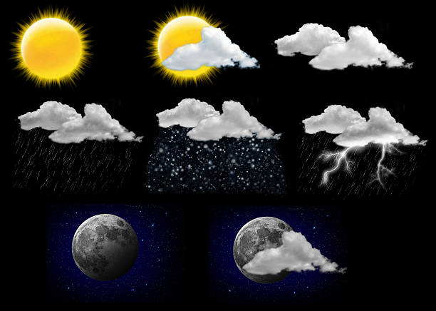 ícones de previsão do tempo - meteo imagens e fotografias de stock