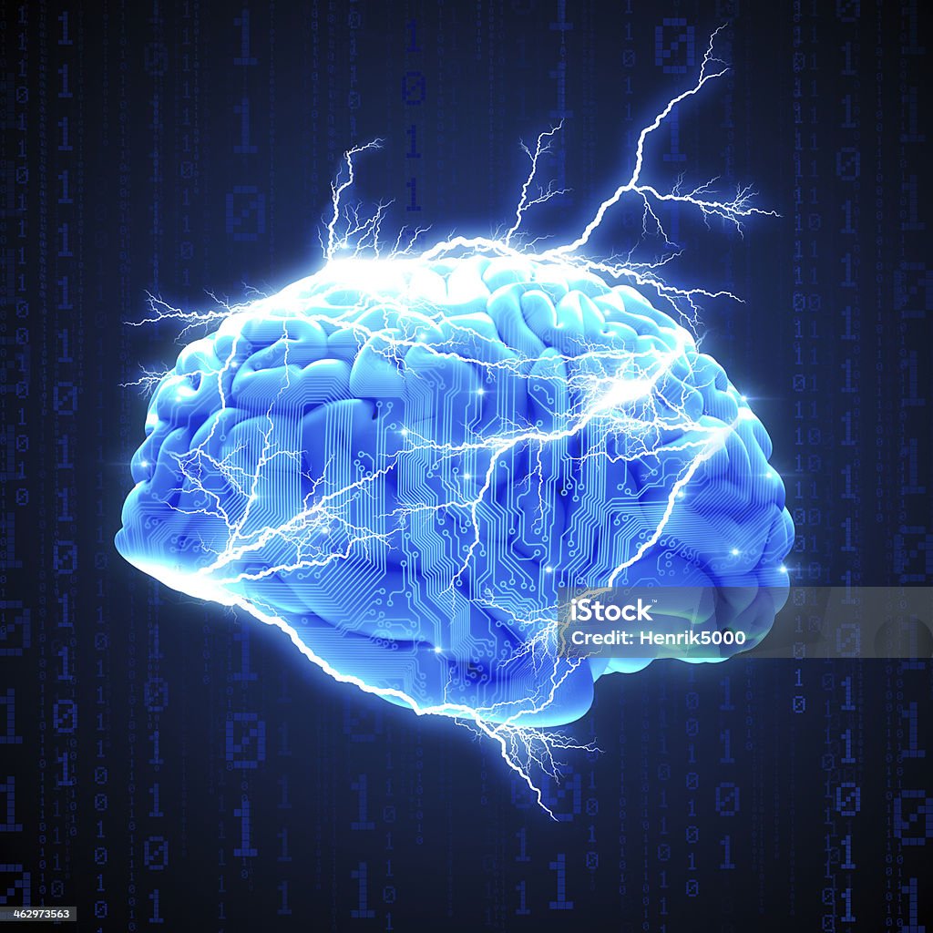 Мозг с цепи и электричества - Стоковые фото Мозг роялти-фри