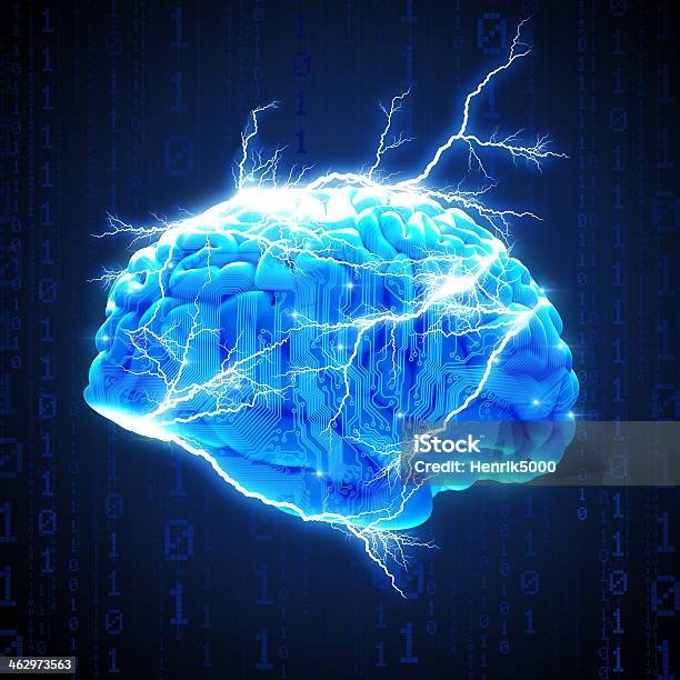 Мозг С Цепи И Электричества — стоковые фотографии и другие картинки Мозг - Мозг, Молния, Виртуальная реальность - Понятия