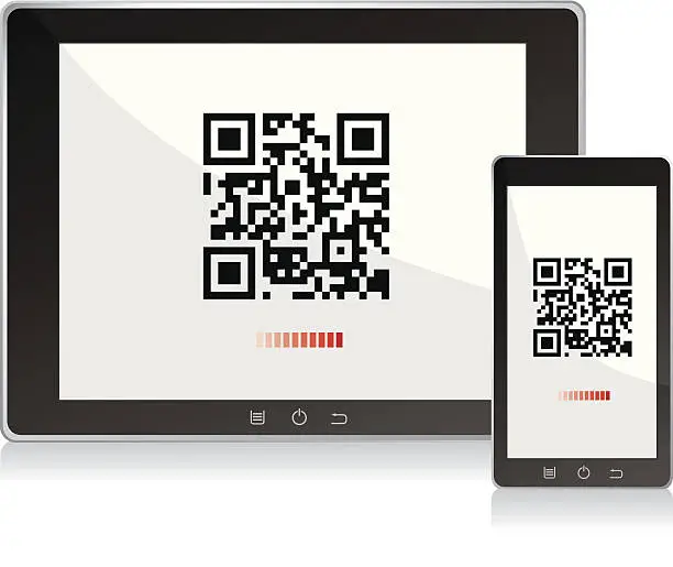 Vector illustration of Scanning QR code Tablet pc and mobile phone