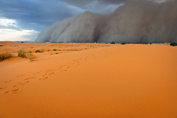 istock Sandstorm Approaching Merzouga Settlement, Morocco, Africa 462976167