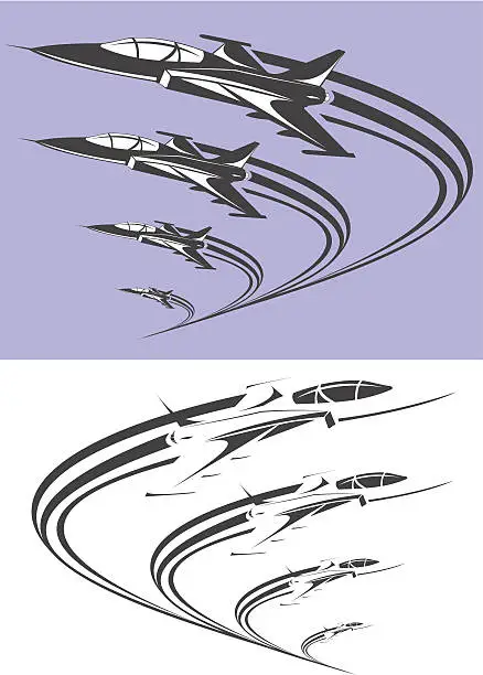 Vector illustration of Supersonic airplanes formation