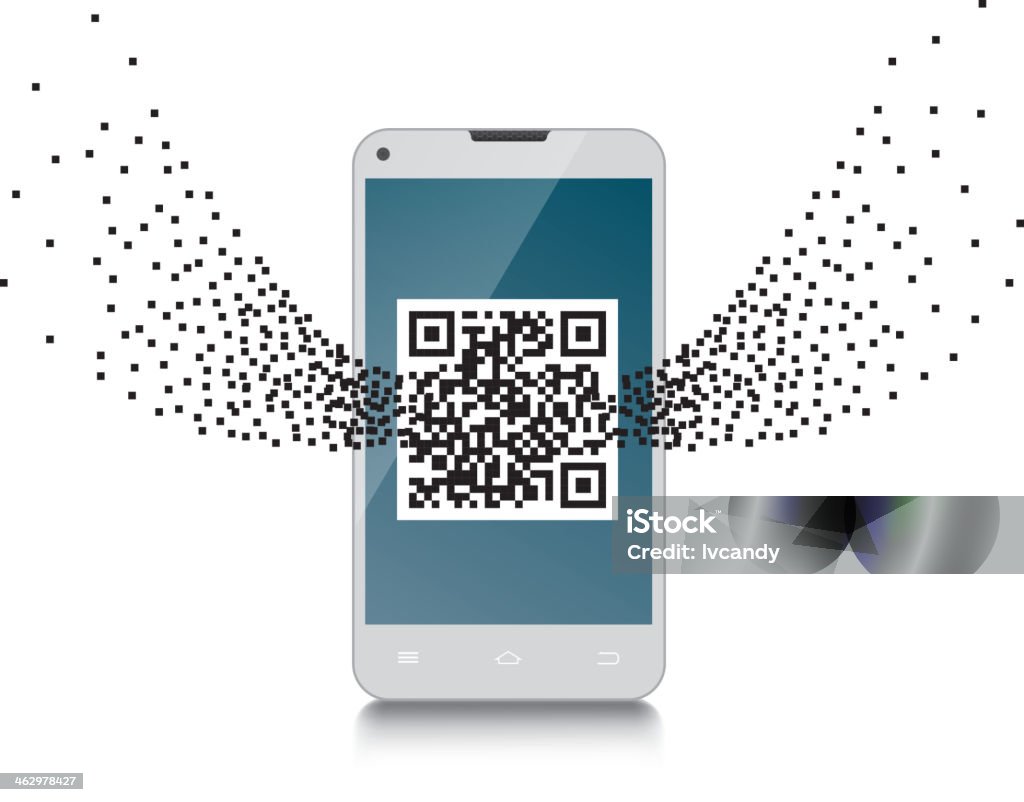 QR-code in cellphone - Lizenzfrei Strichkode Vektorgrafik