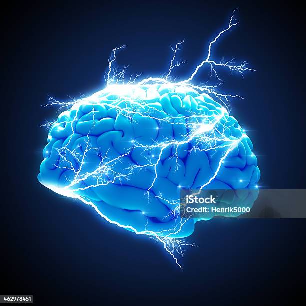 Brain With Electricity Stock Photo - Download Image Now - Electricity, Lightning, Fuel and Power Generation