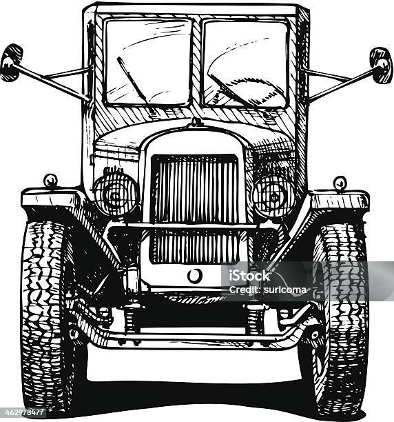 Ретро Автомобиль — стоковая векторная графика и другие изображения на тему Офорт - Офорт, Machinery, Автомобиль