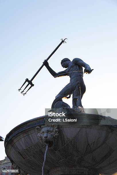 Fountain Neptune Danzing Gdansk Poland Stock Photo - Download Image Now - Architecture, Classical Style, Flowing