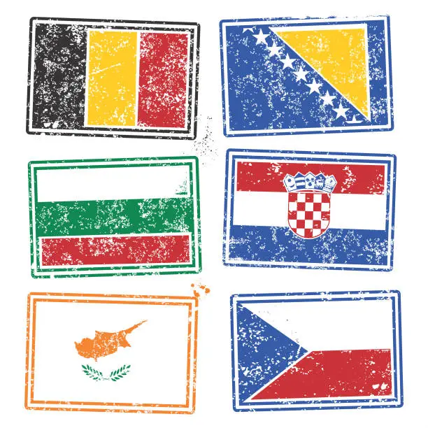 Vector illustration of Rubber Stamp Flags