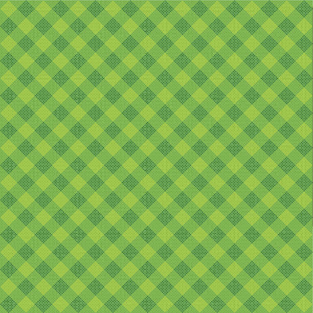 wektor zielony tkanina w kratę - striped textile tablecloth pattern stock illustrations