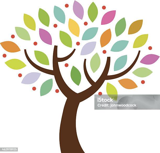Colorido Pequeno Árvore - Arte vetorial de stock e mais imagens de Baga - Baga, Colorido, Computação Gráfica